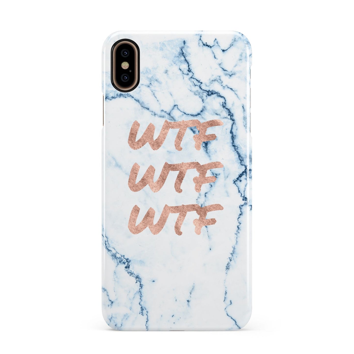 Wtf Rose Gold Blue Marble Effect Apple iPhone Xs Max 3D Snap Case