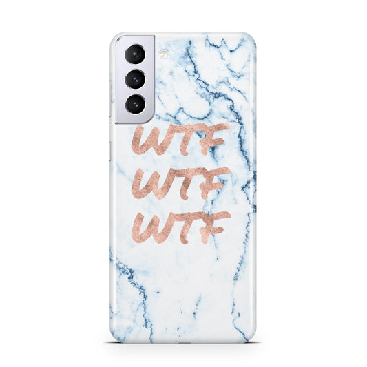 Wtf Rose Gold Blue Marble Effect Samsung S21 Plus Phone Case