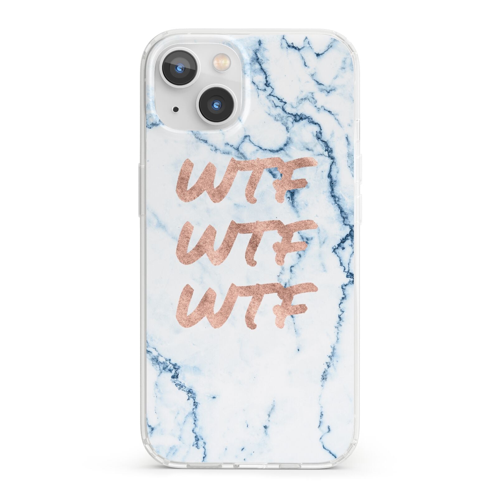 Wtf Rose Gold Blue Marble Effect iPhone 13 Clear Bumper Case