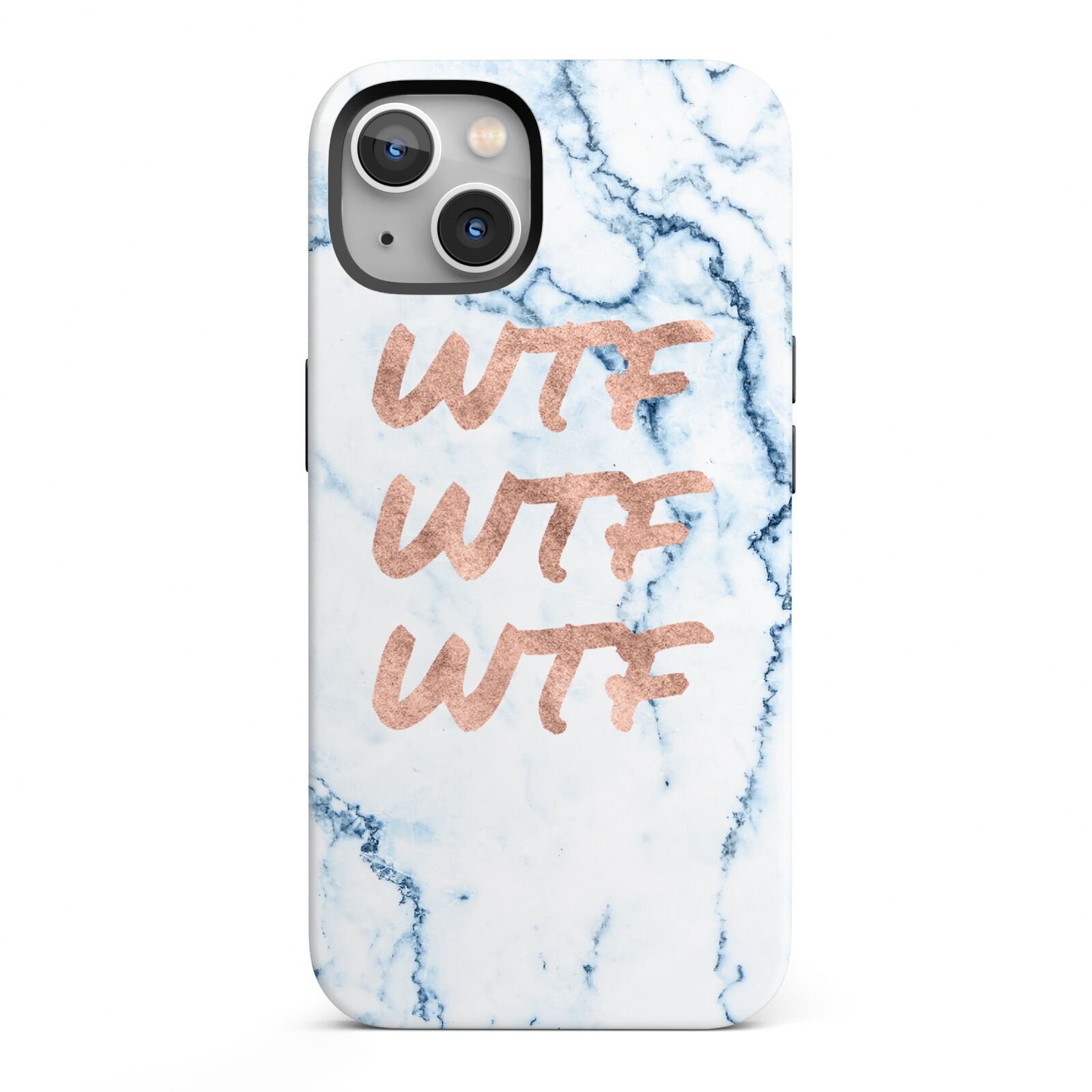 Wtf Rose Gold Blue Marble Effect iPhone 13 Full Wrap 3D Tough Case