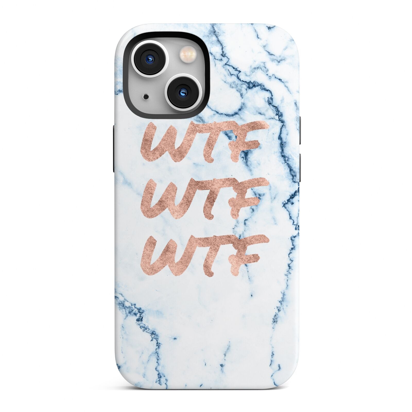 Wtf Rose Gold Blue Marble Effect iPhone 13 Mini Full Wrap 3D Tough Case