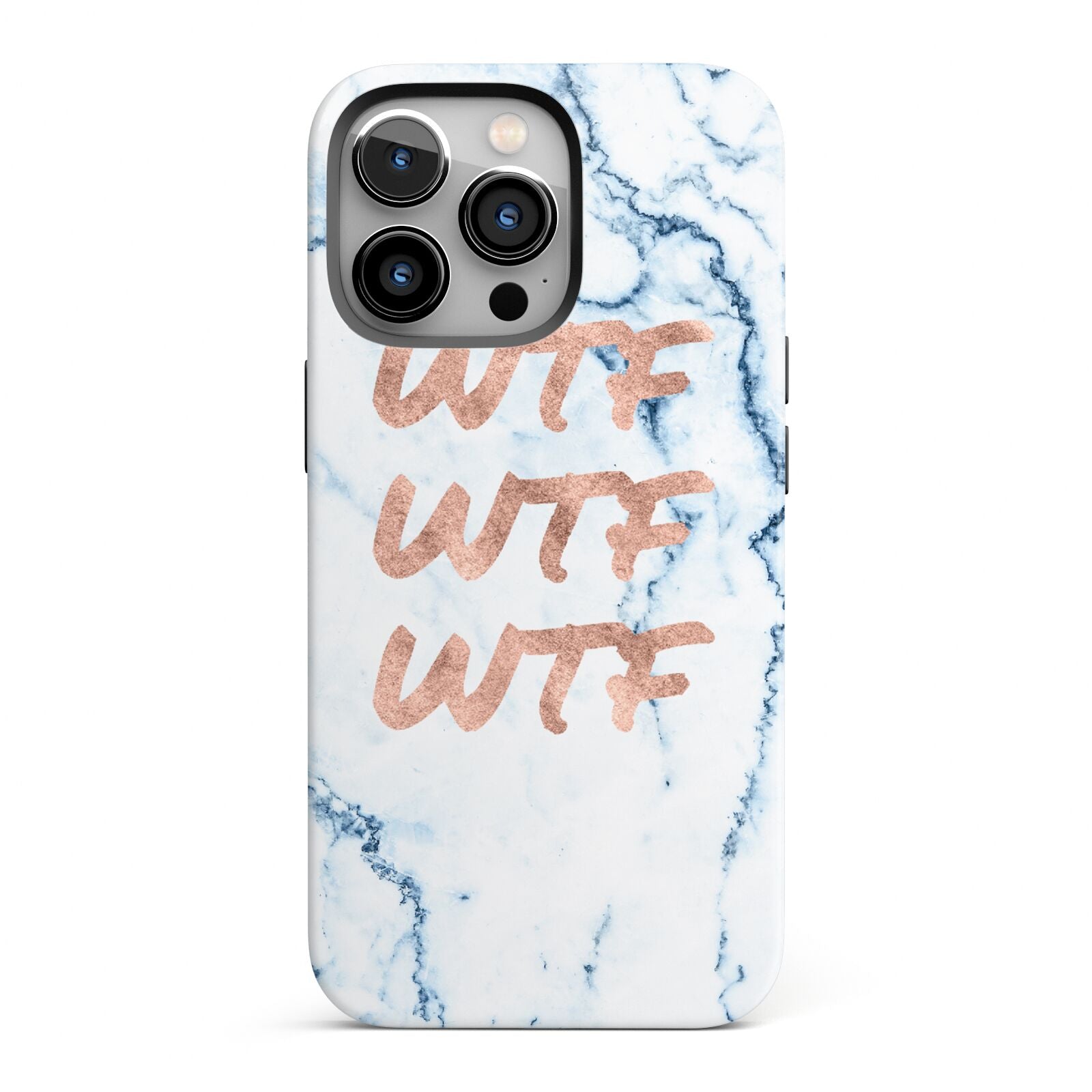 Wtf Rose Gold Blue Marble Effect iPhone 13 Pro Full Wrap 3D Tough Case