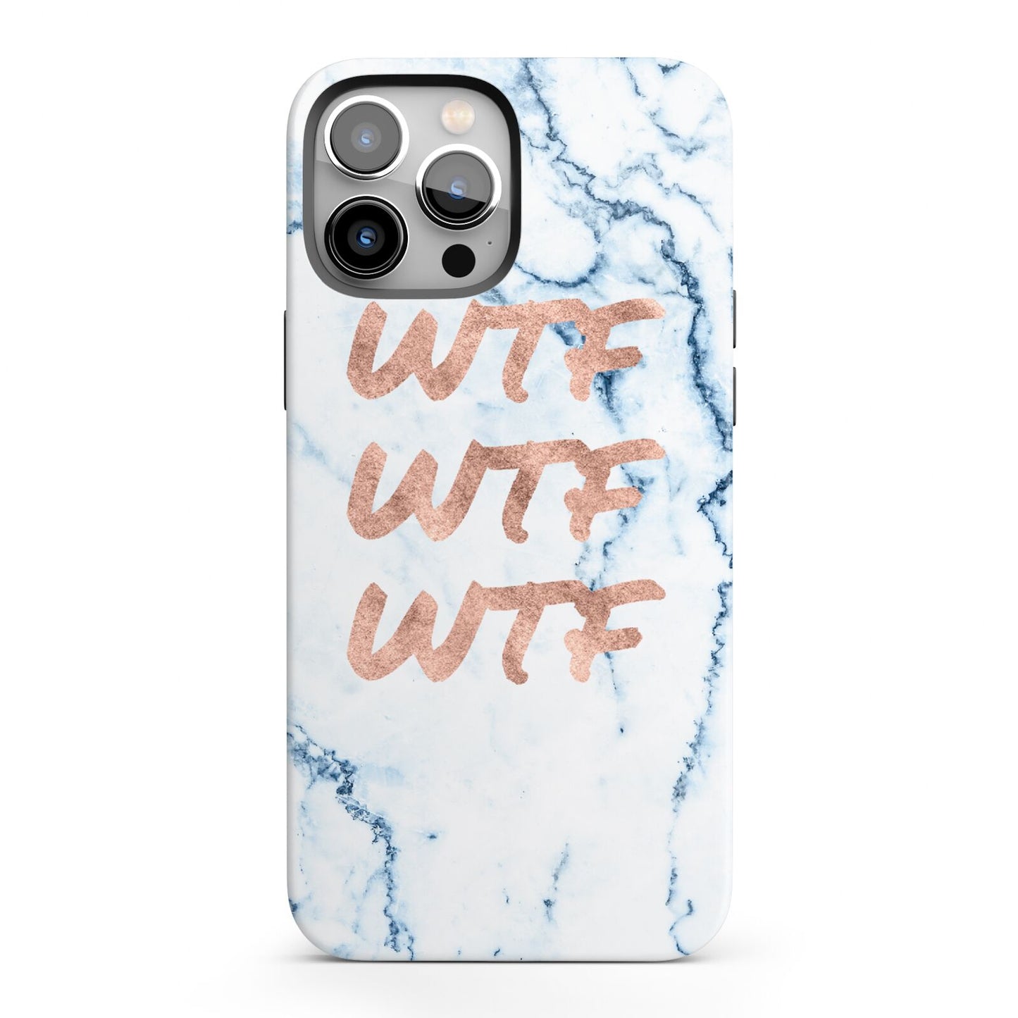 Wtf Rose Gold Blue Marble Effect iPhone 13 Pro Max Full Wrap 3D Tough Case