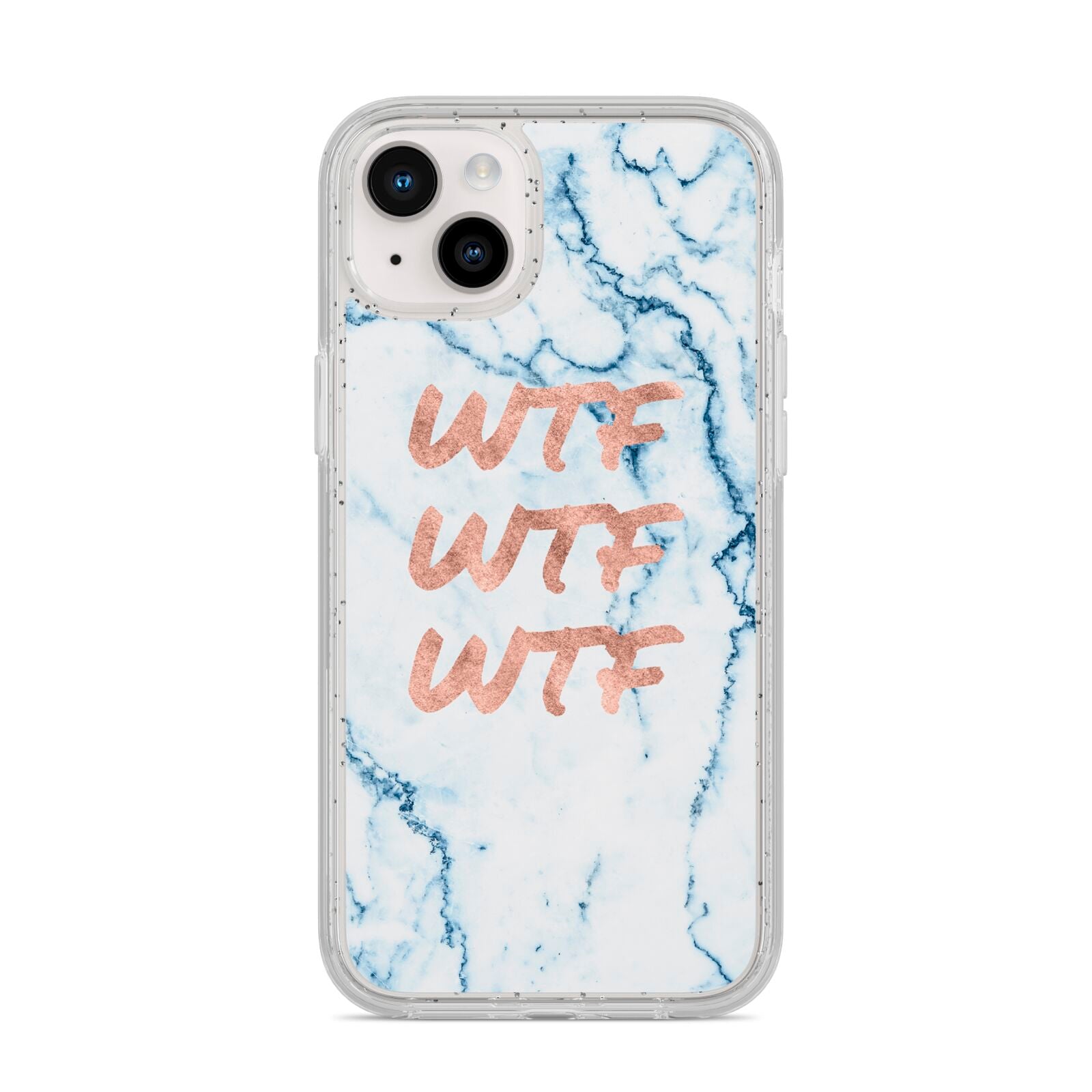 Wtf Rose Gold Blue Marble Effect iPhone 14 Plus Glitter Tough Case Starlight