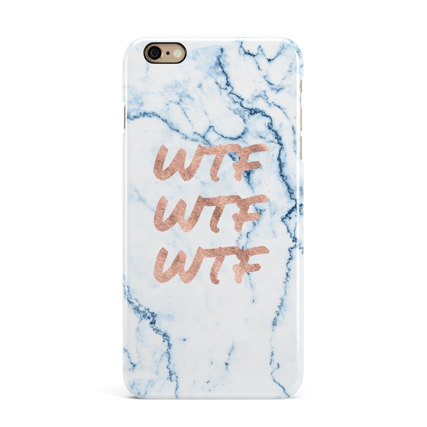 Wtf Rose Gold Blue Marble Effect iPhone 6 Plus 3D Snap Case on Gold Phone