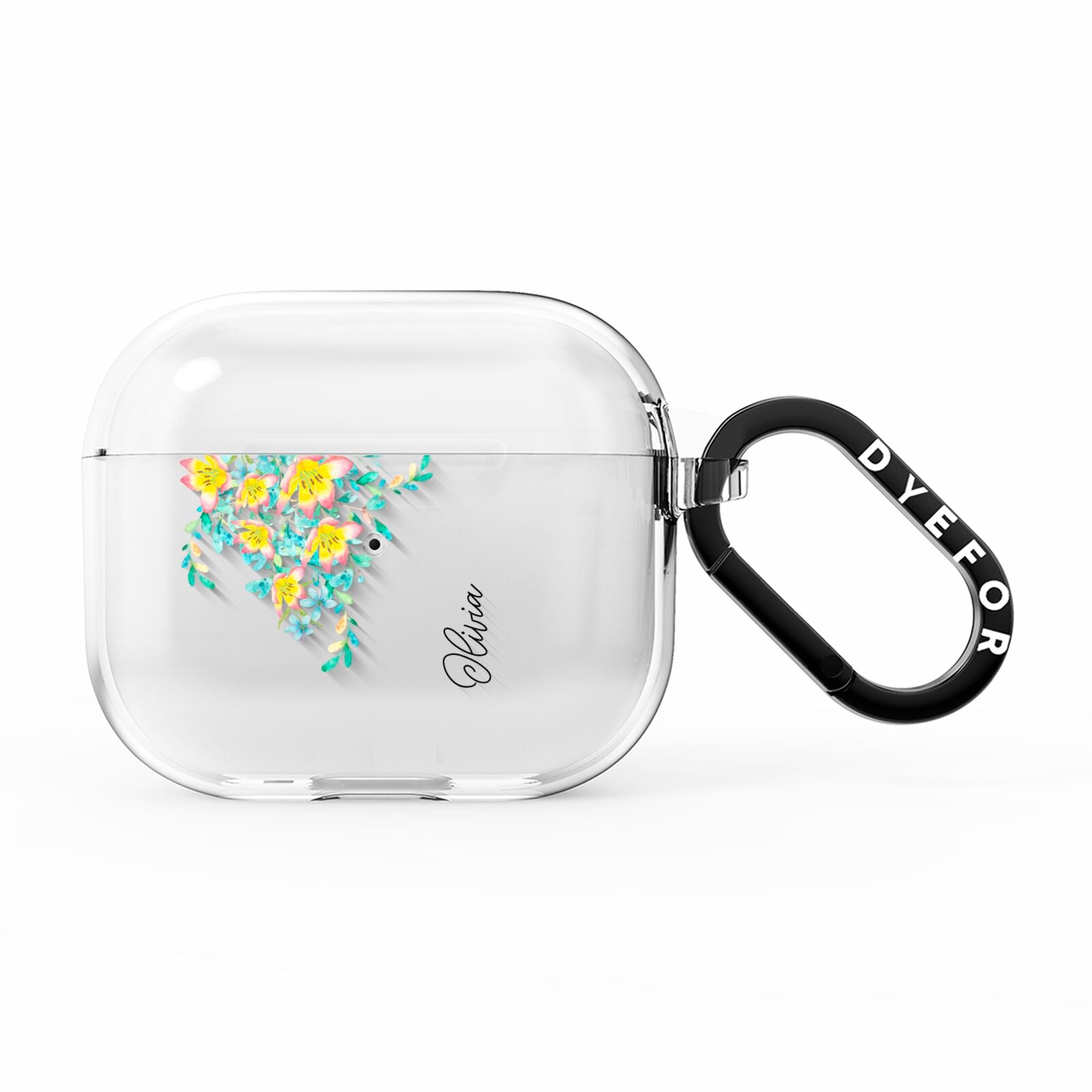 Yellow Pink Custom Flowers AirPods Clear Case 3rd Gen