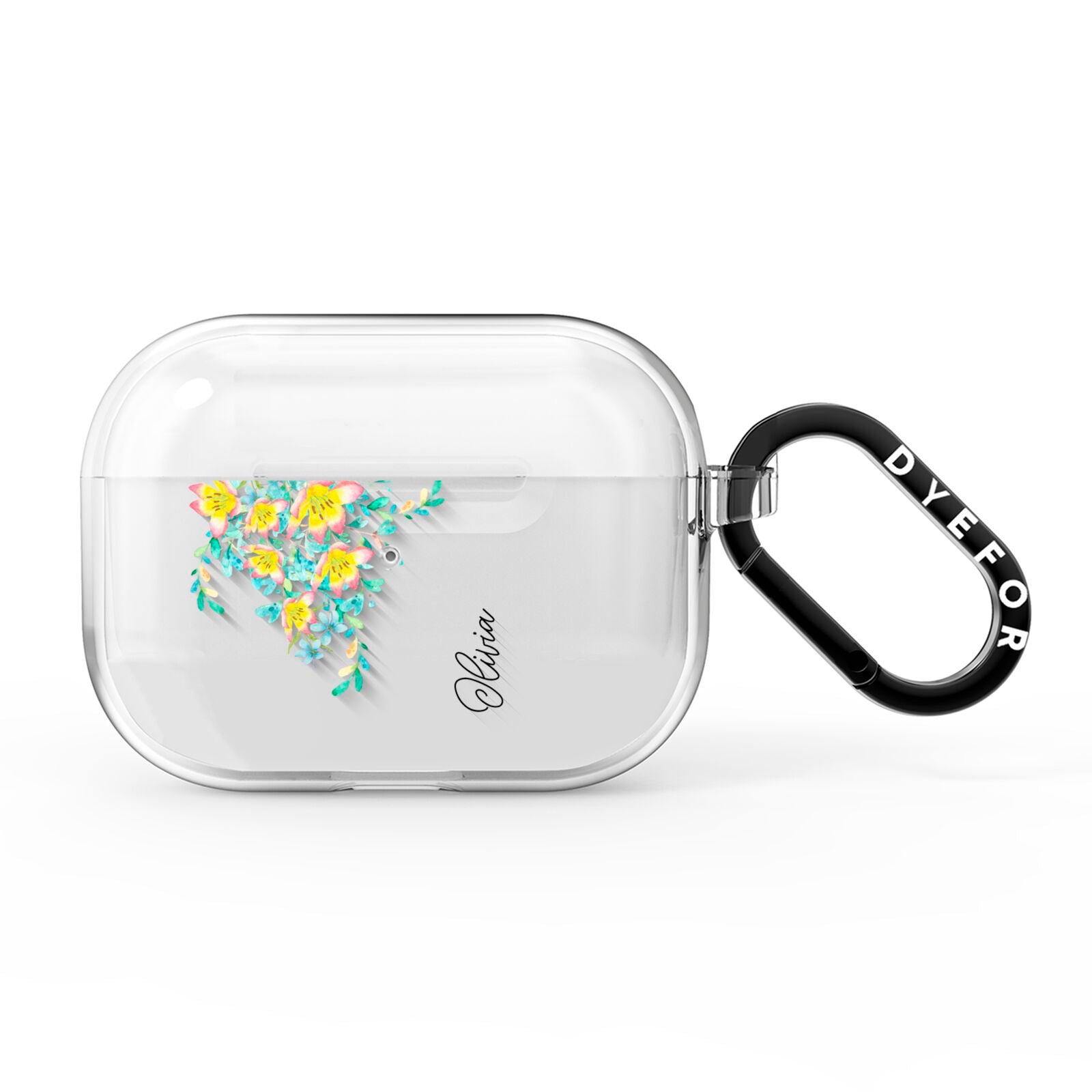 Yellow Pink Custom Flowers AirPods Pro Clear Case