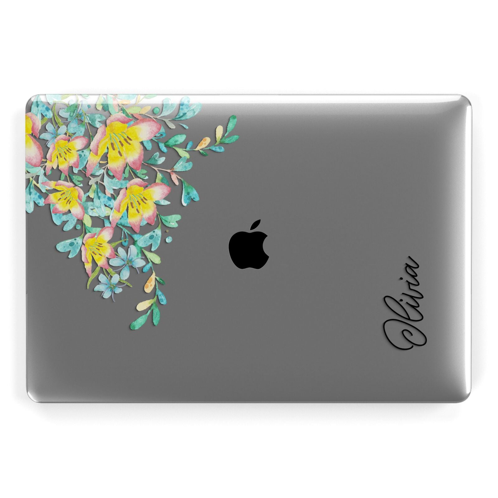 Yellow Pink Custom Flowers Apple MacBook Case