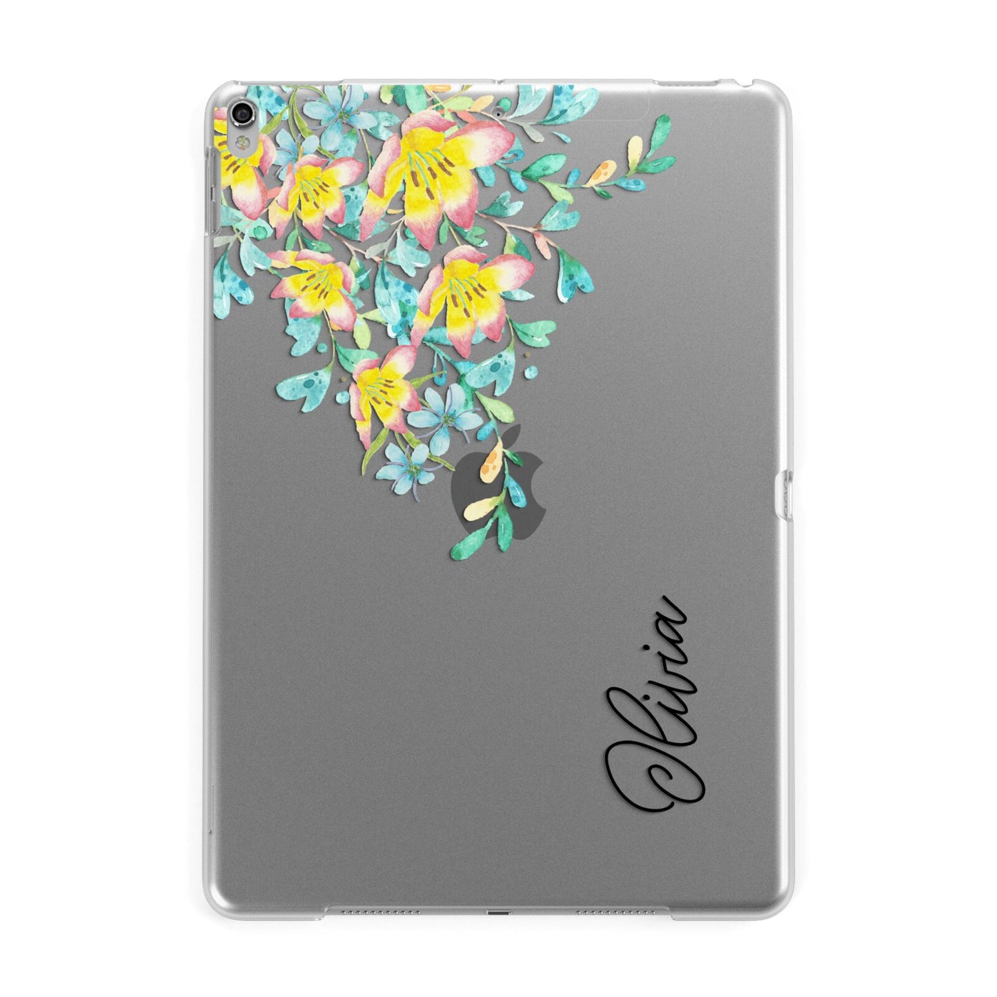 Yellow Pink Custom Flowers Apple iPad Silver Case