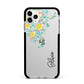 Yellow Pink Custom Flowers Apple iPhone 11 Pro Max in Silver with Black Impact Case