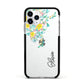 Yellow Pink Custom Flowers Apple iPhone 11 Pro in Silver with Black Impact Case