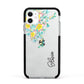 Yellow Pink Custom Flowers Apple iPhone 11 in White with Black Impact Case