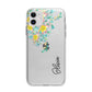 Yellow Pink Custom Flowers Apple iPhone 11 in White with Bumper Case