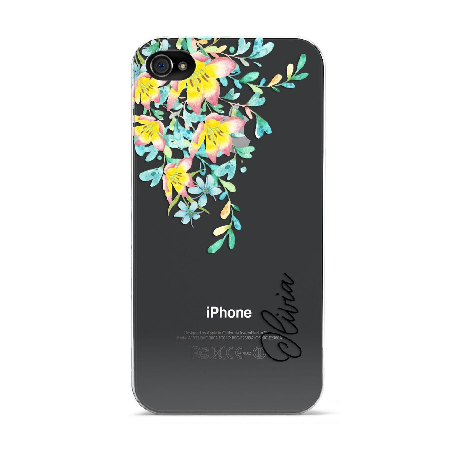 Yellow Pink Custom Flowers Apple iPhone 4s Case