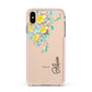 Yellow Pink Custom Flowers Apple iPhone Xs Max Impact Case Pink Edge on Gold Phone