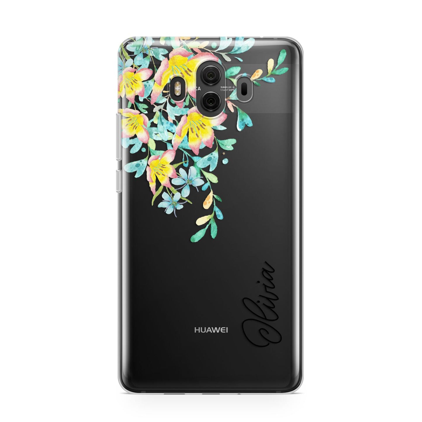 Yellow Pink Custom Flowers Huawei Mate 10 Protective Phone Case