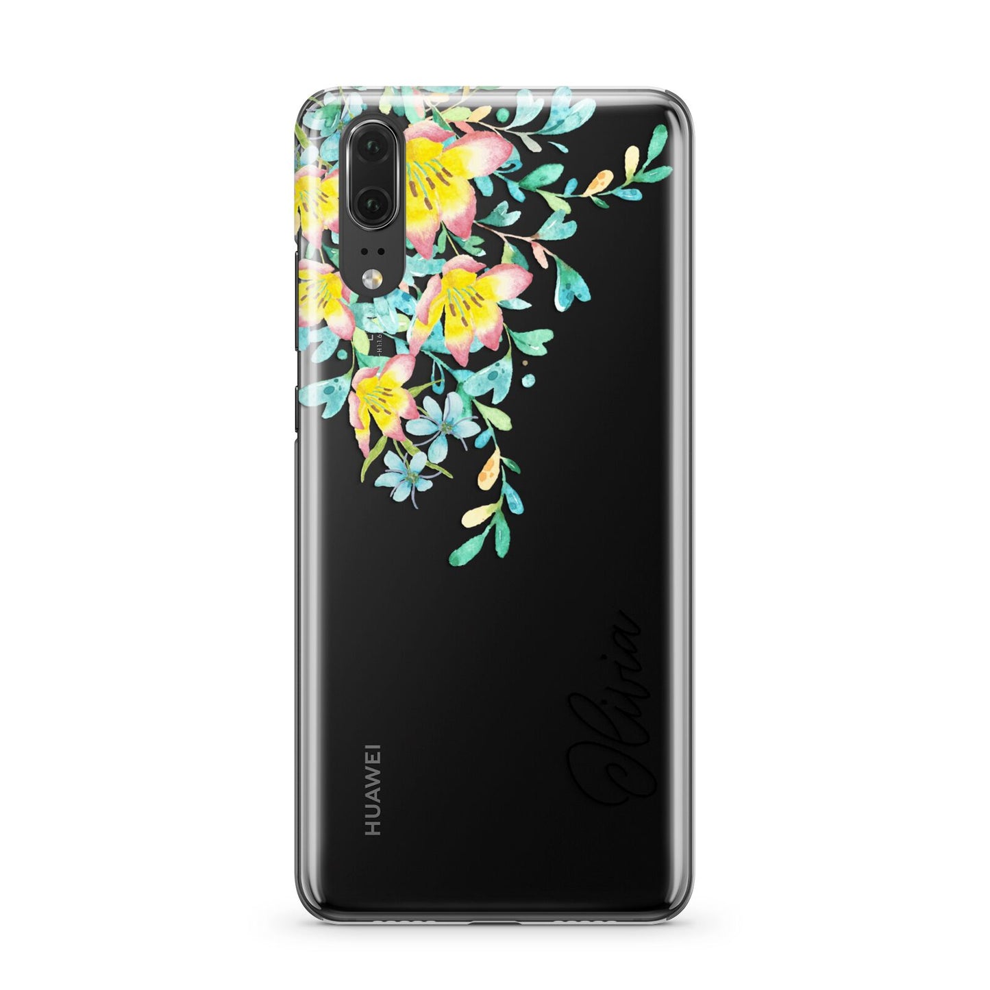 Yellow Pink Custom Flowers Huawei P20 Phone Case