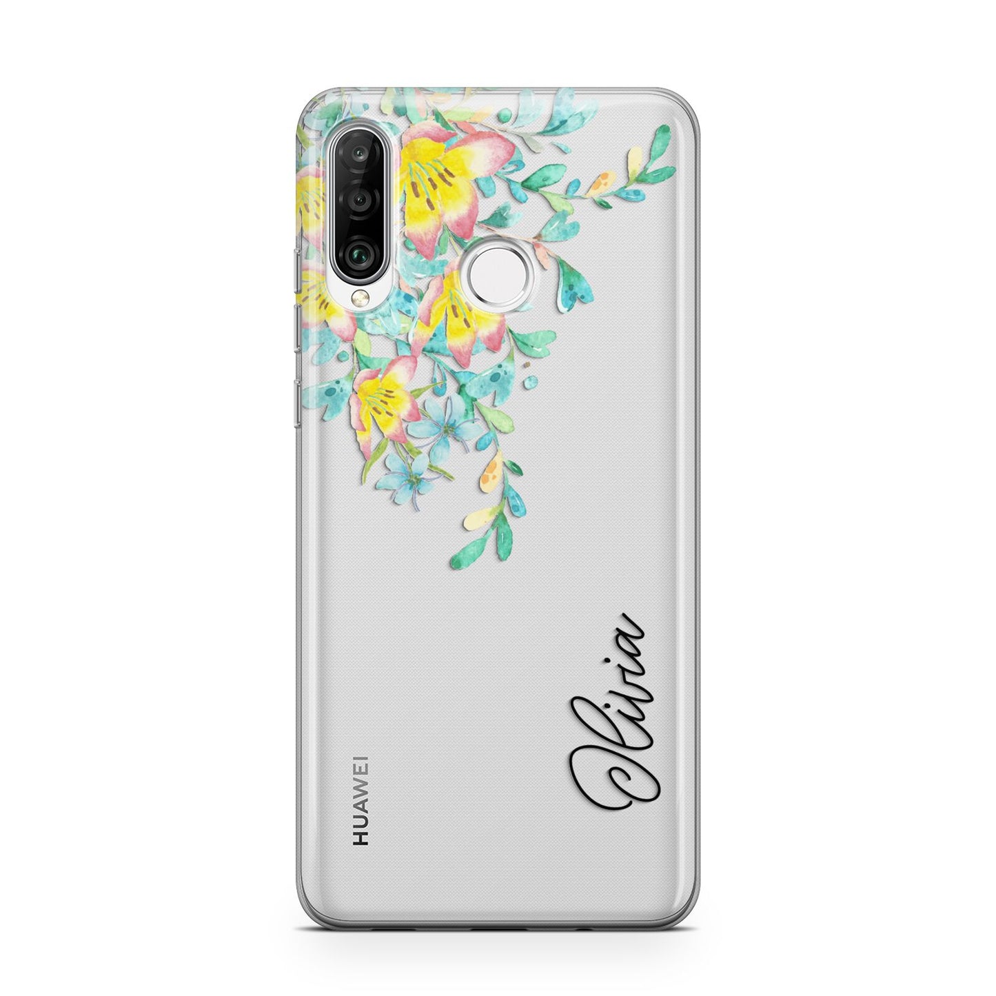 Yellow Pink Custom Flowers Huawei P30 Lite Phone Case