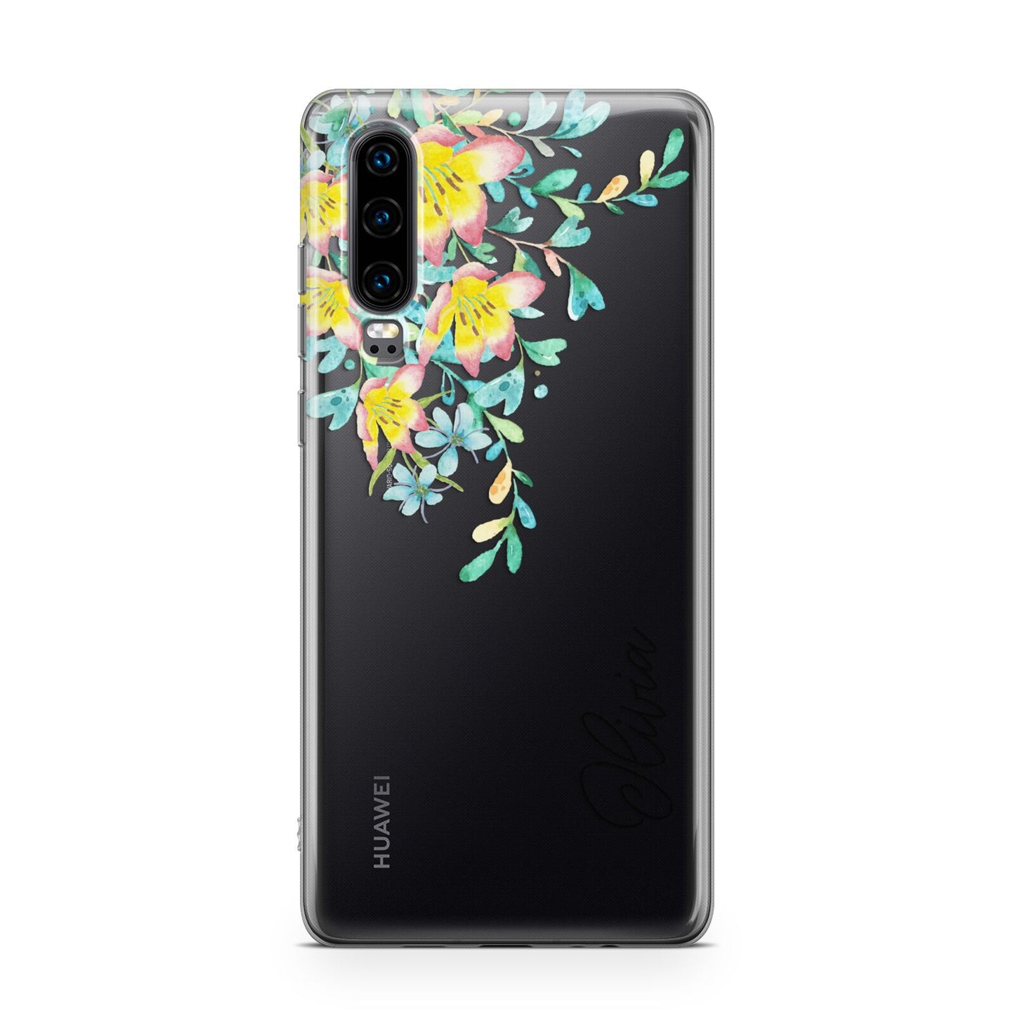 Yellow Pink Custom Flowers Huawei P30 Phone Case