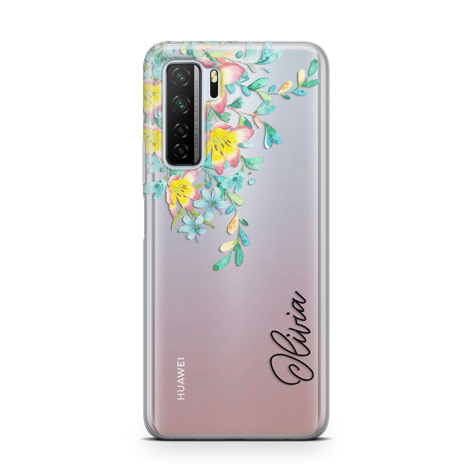 Yellow Pink Custom Flowers Huawei P40 Lite 5G Phone Case