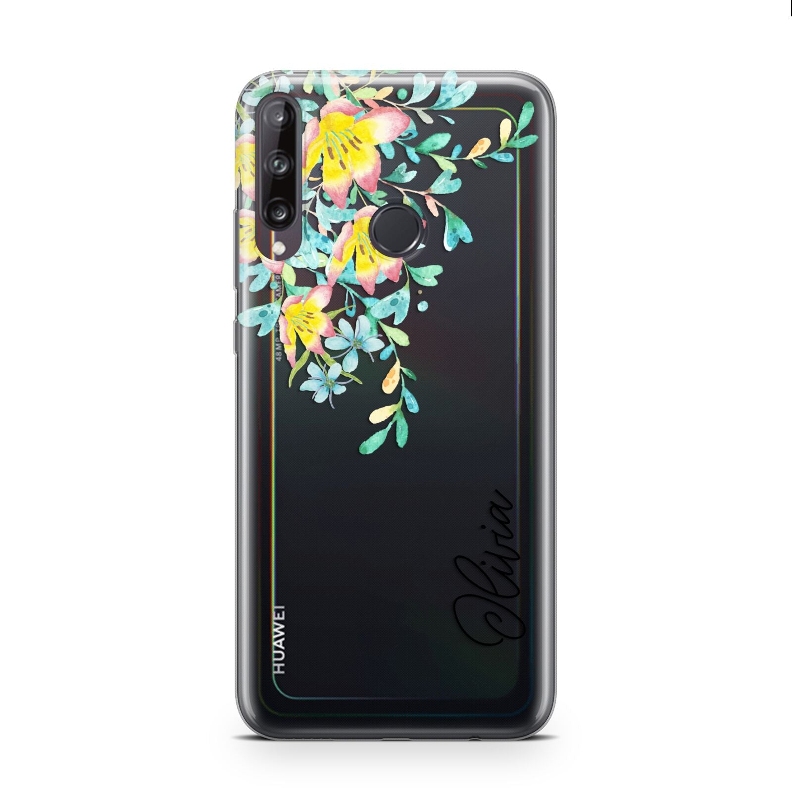 Yellow Pink Custom Flowers Huawei P40 Lite E Phone Case