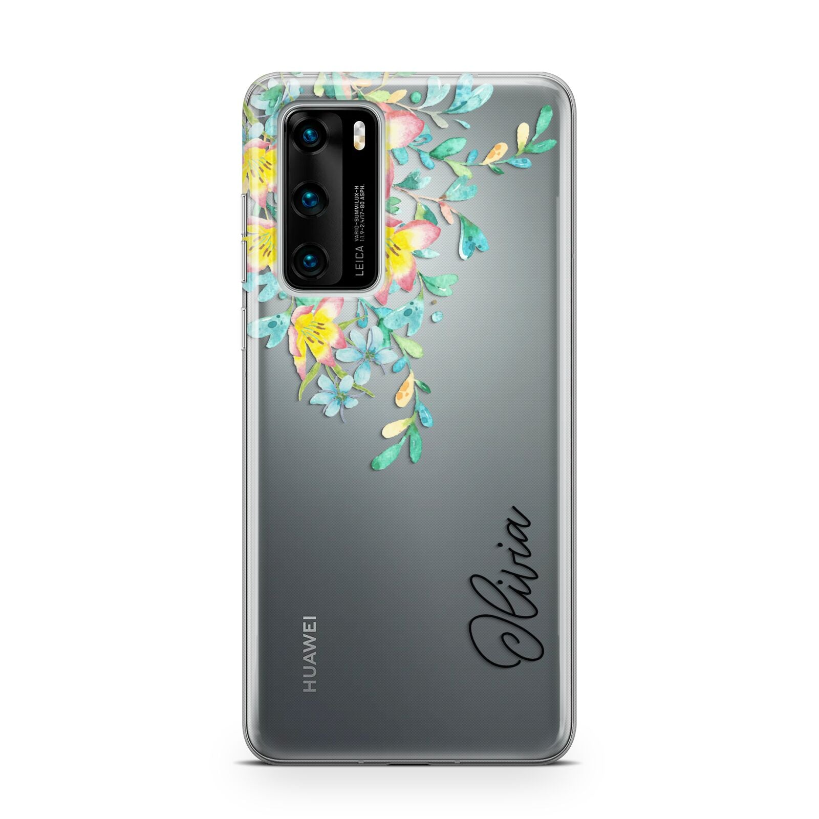 Yellow Pink Custom Flowers Huawei P40 Phone Case