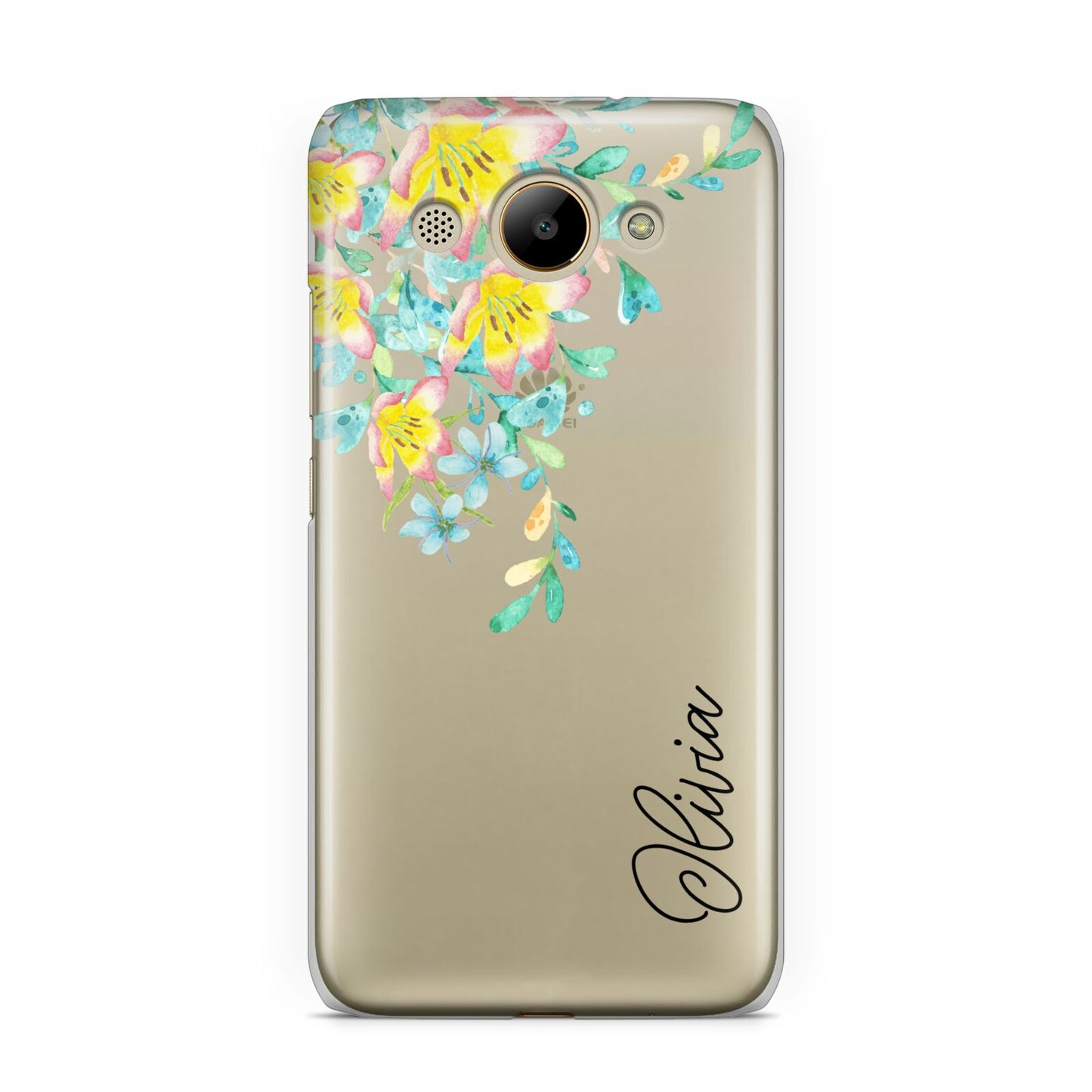 Yellow Pink Custom Flowers Huawei Y3 2017