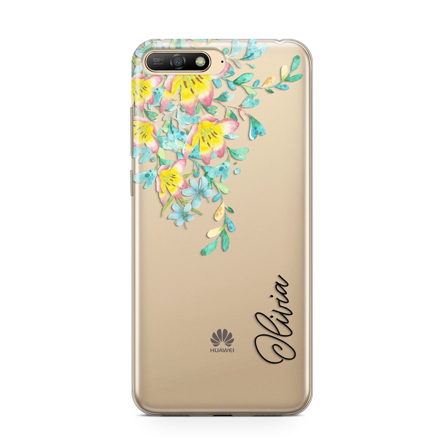 Yellow Pink Custom Flowers Huawei Y6 2018