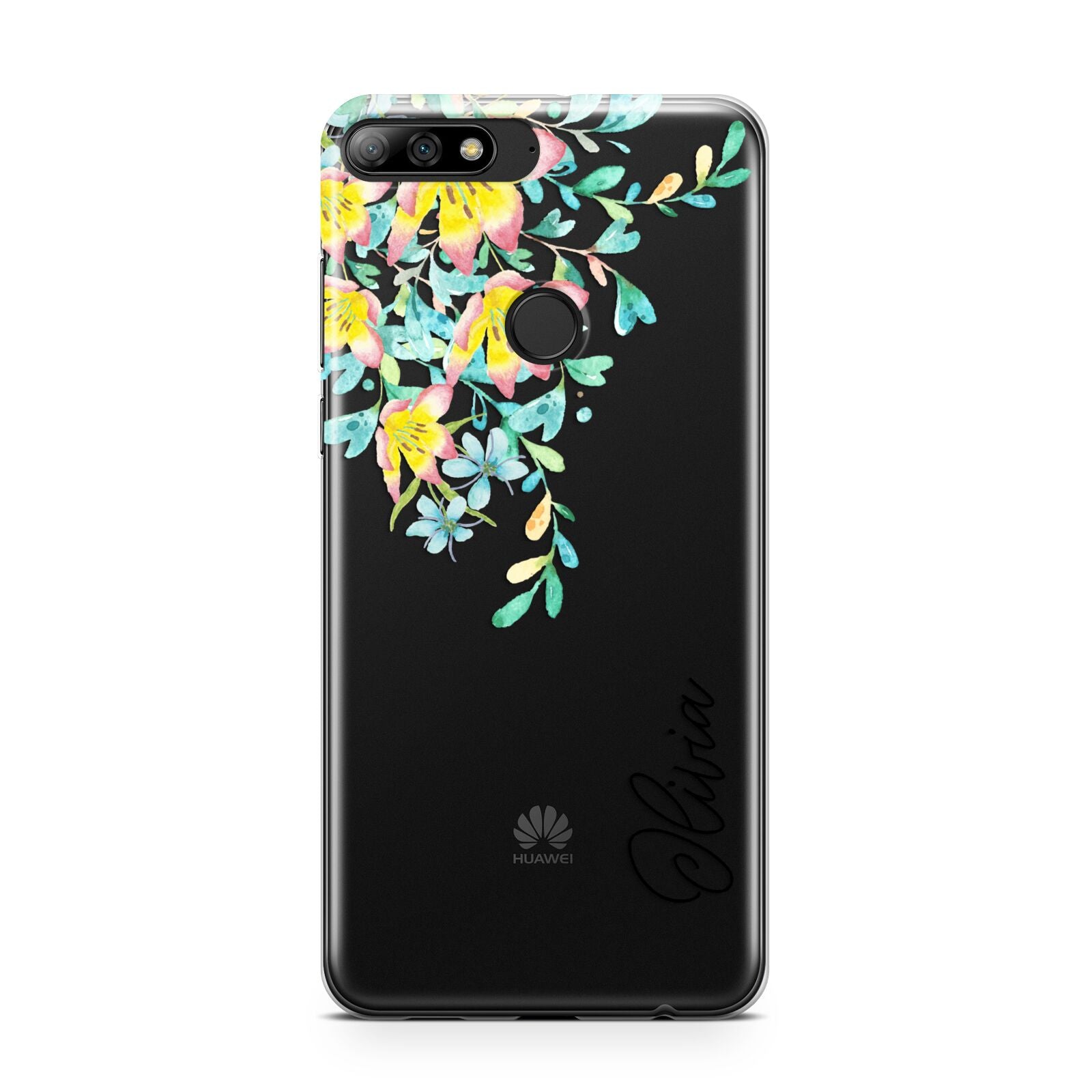 Yellow Pink Custom Flowers Huawei Y7 2018