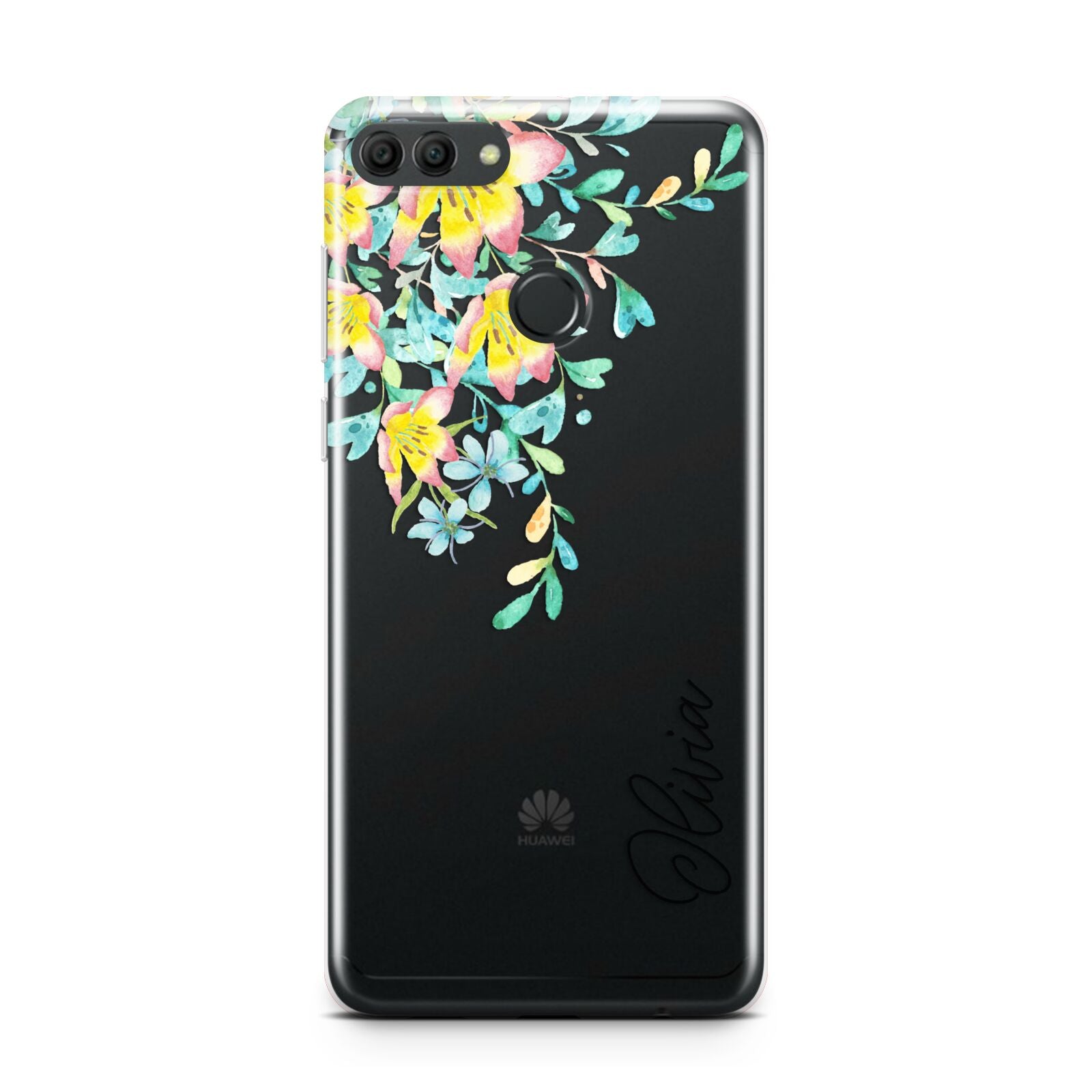 Yellow Pink Custom Flowers Huawei Y9 2018