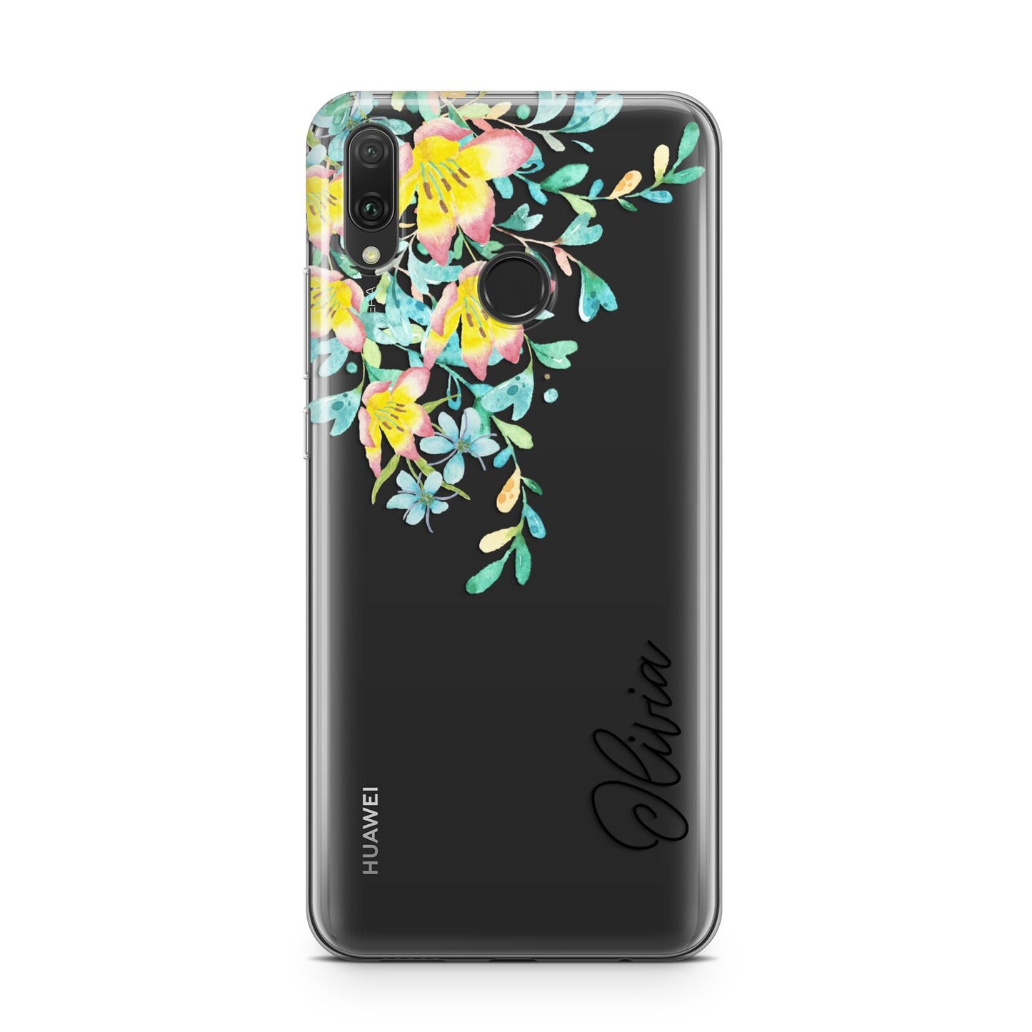 Yellow Pink Custom Flowers Huawei Y9 2019