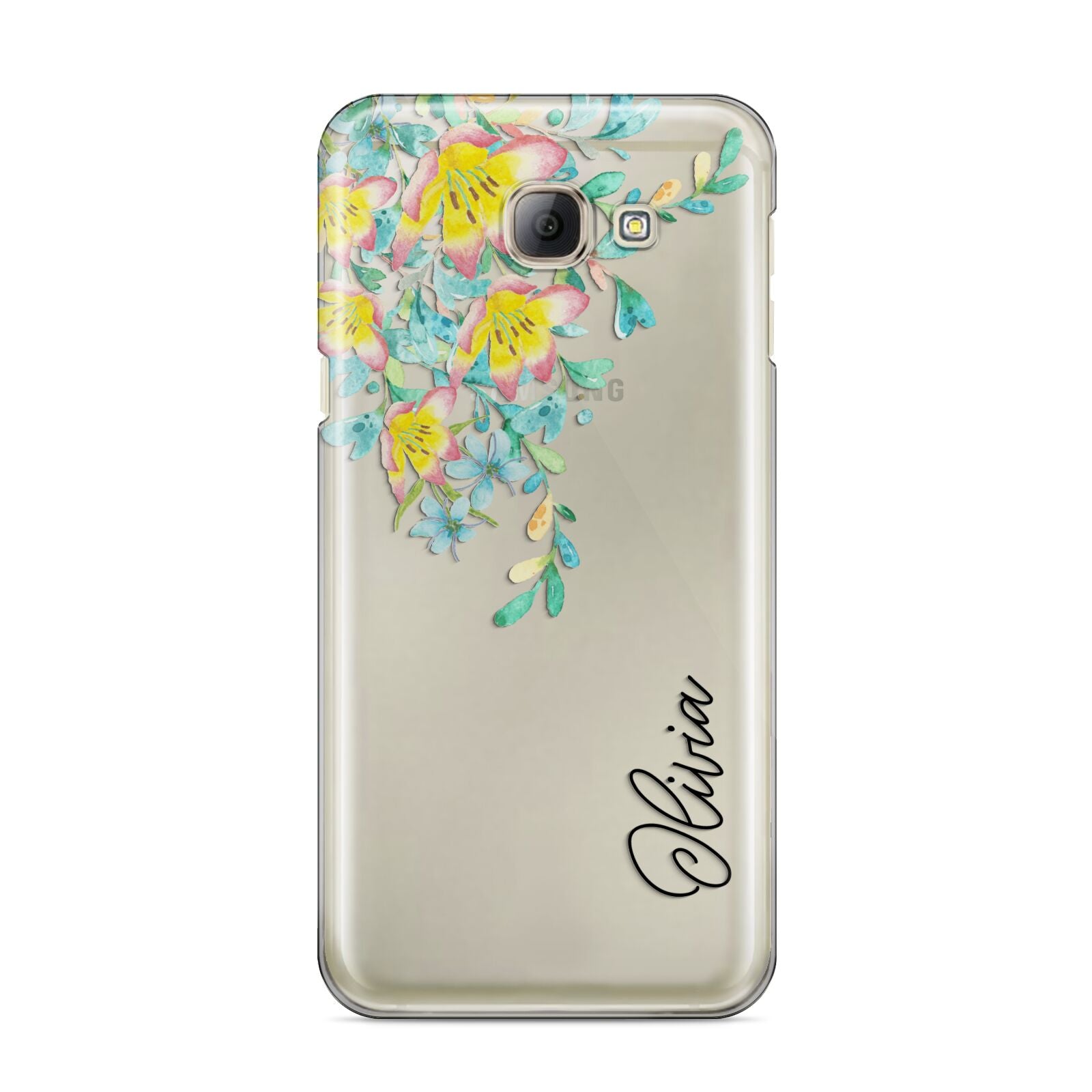 Yellow Pink Custom Flowers Samsung Galaxy A8 2016 Case