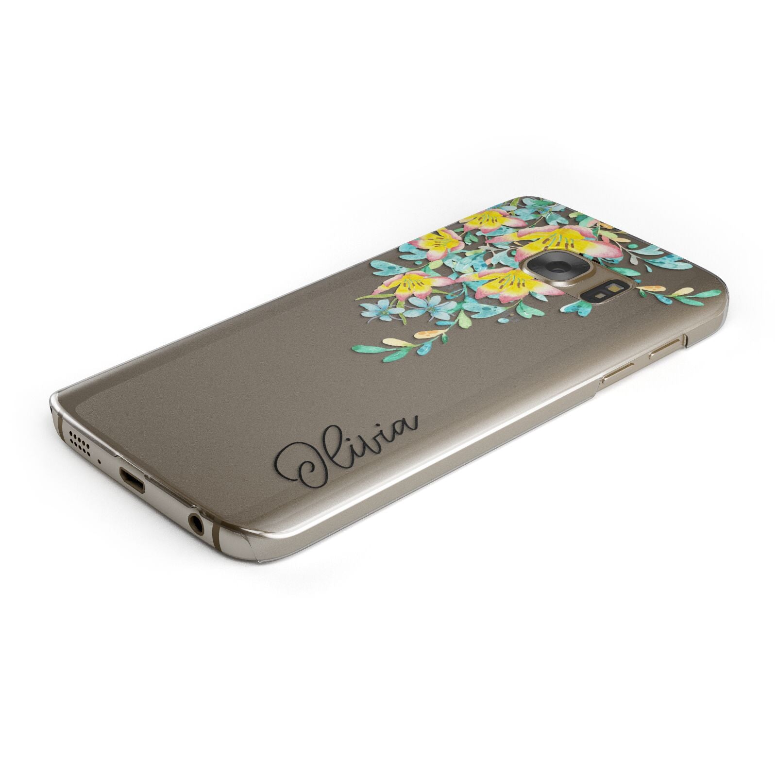 Yellow Pink Custom Flowers Samsung Galaxy Case Bottom Cutout