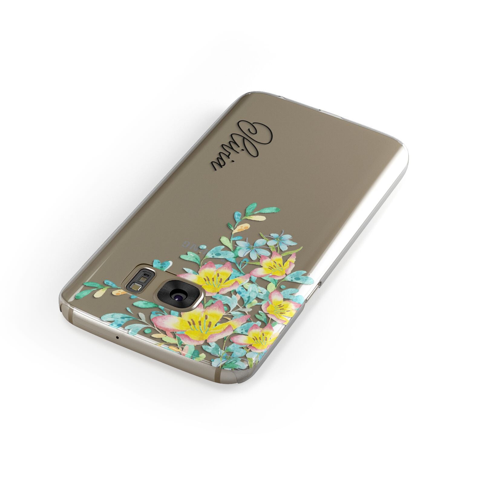 Yellow Pink Custom Flowers Samsung Galaxy Case Front Close Up