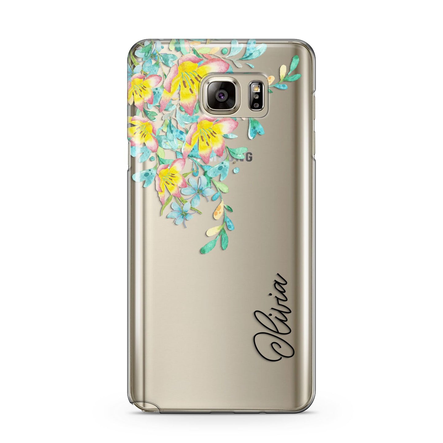 Yellow Pink Custom Flowers Samsung Galaxy Note 5 Case