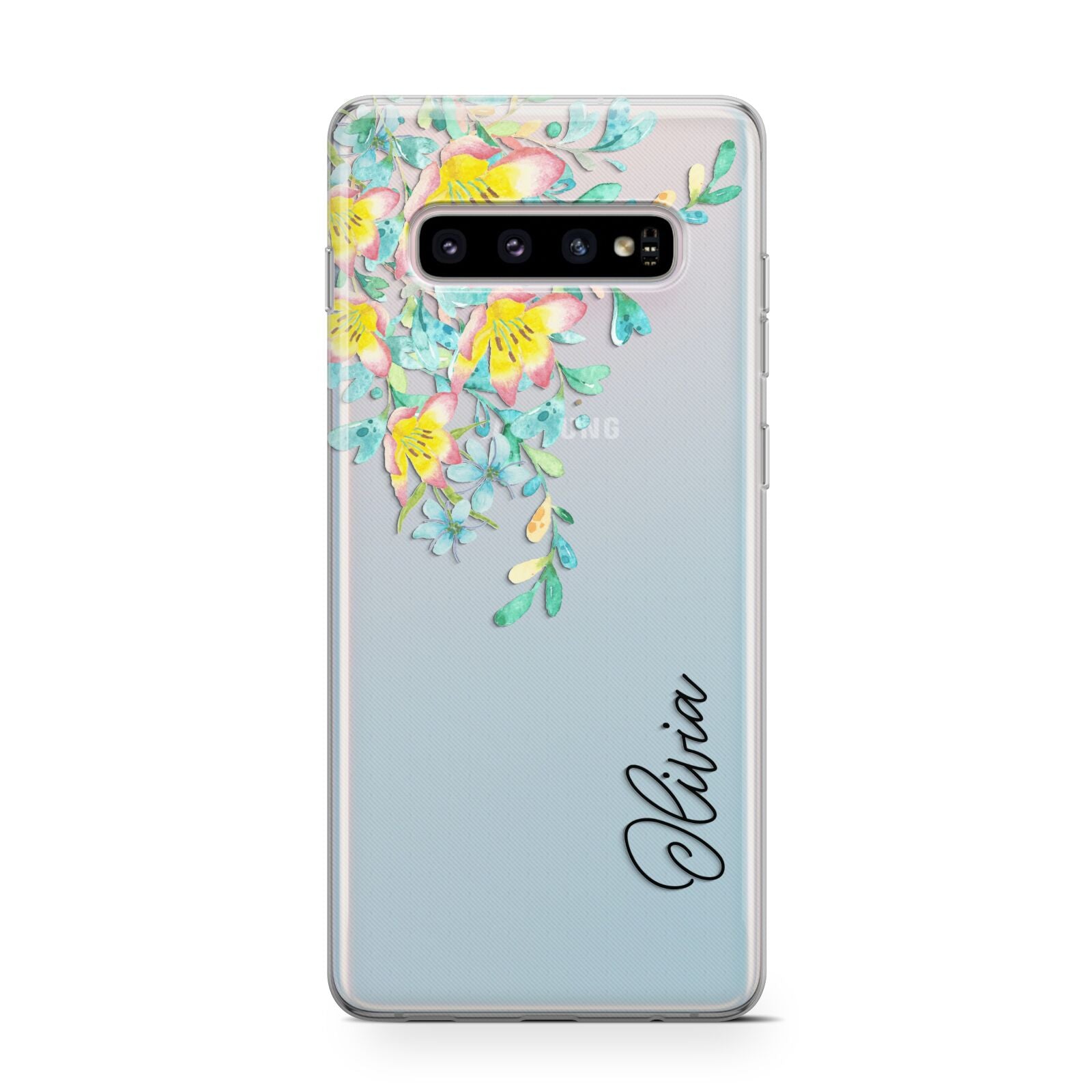 Yellow Pink Custom Flowers Samsung Galaxy S10 Case