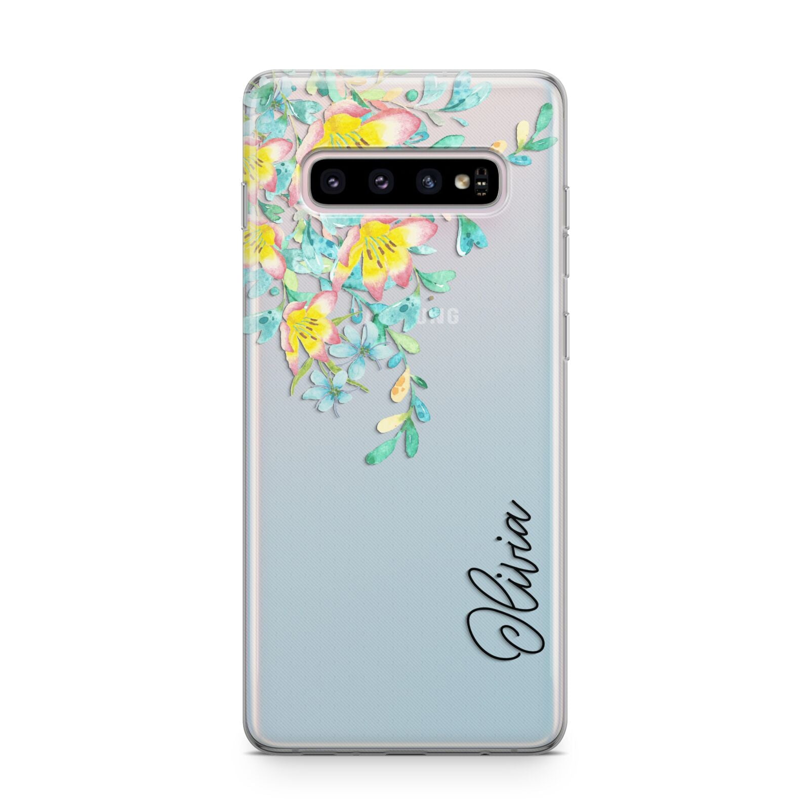 Yellow Pink Custom Flowers Samsung Galaxy S10 Plus Case