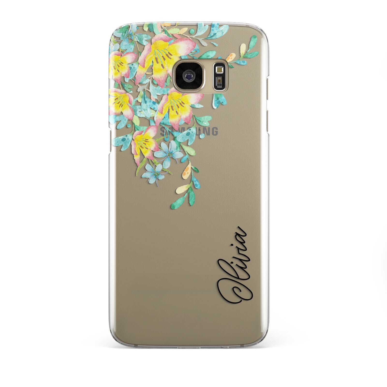 Yellow Pink Custom Flowers Samsung Galaxy S7 Edge Case