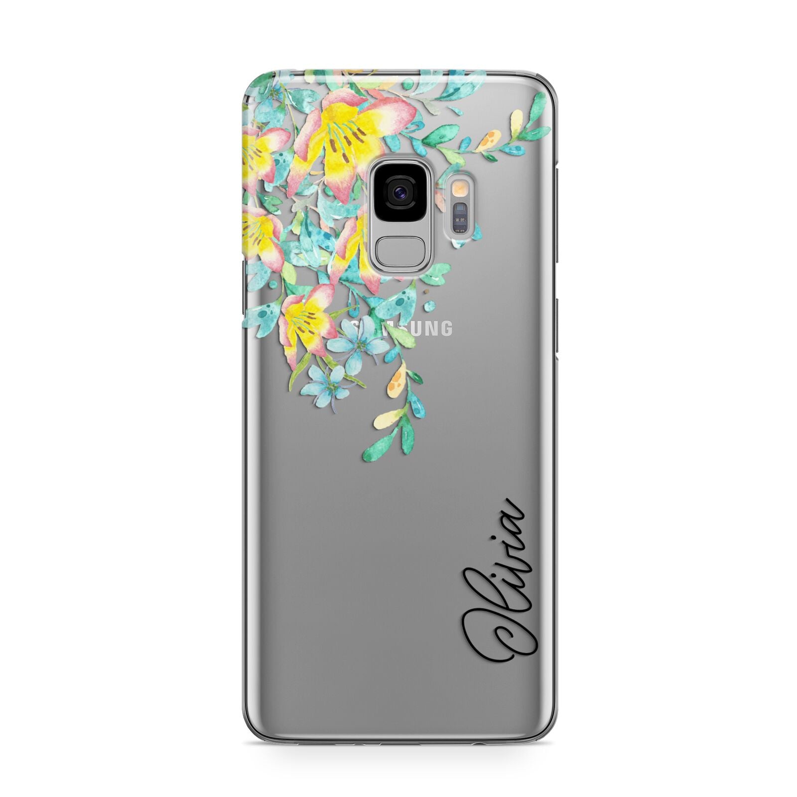 Yellow Pink Custom Flowers Samsung Galaxy S9 Case