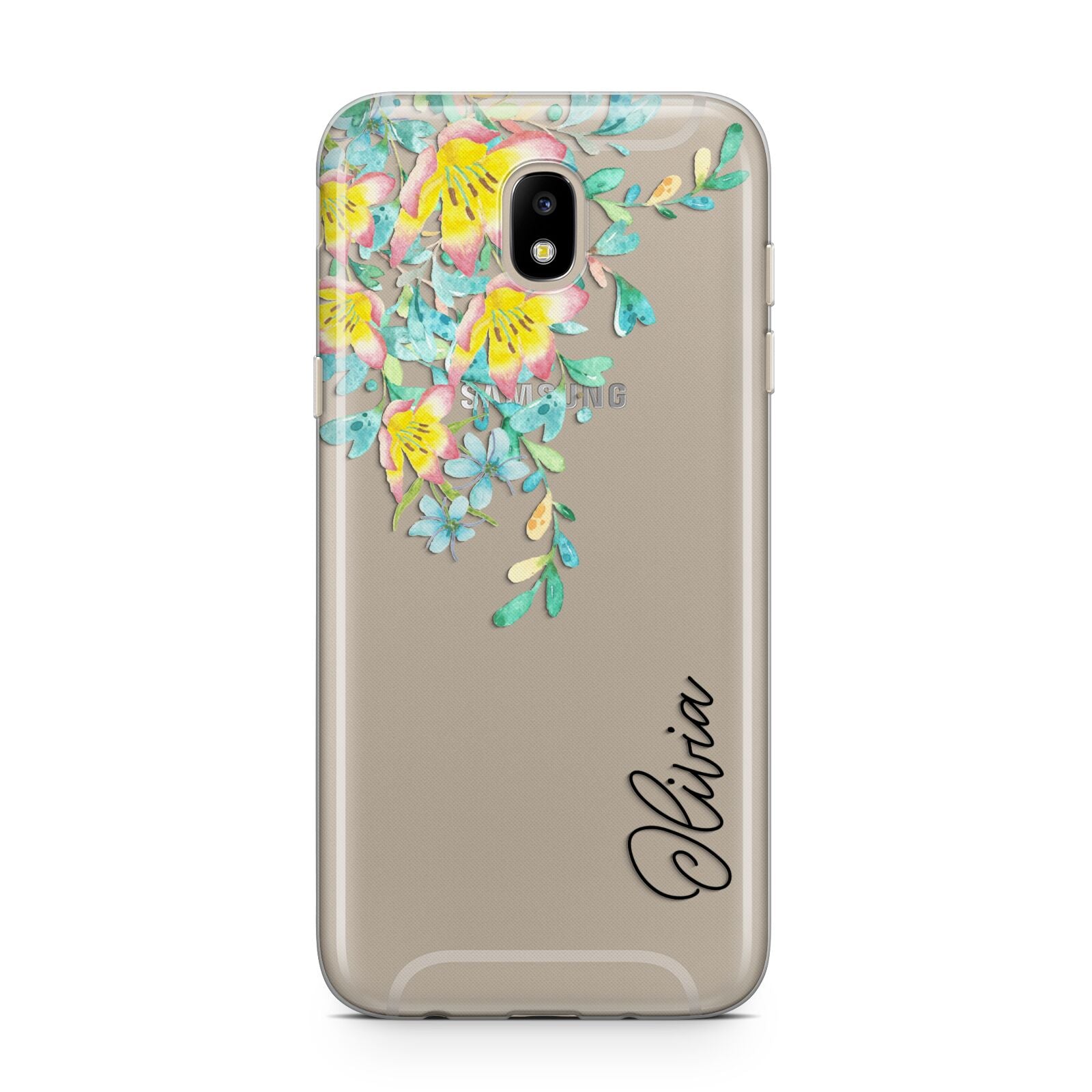 Yellow Pink Custom Flowers Samsung J5 2017 Case