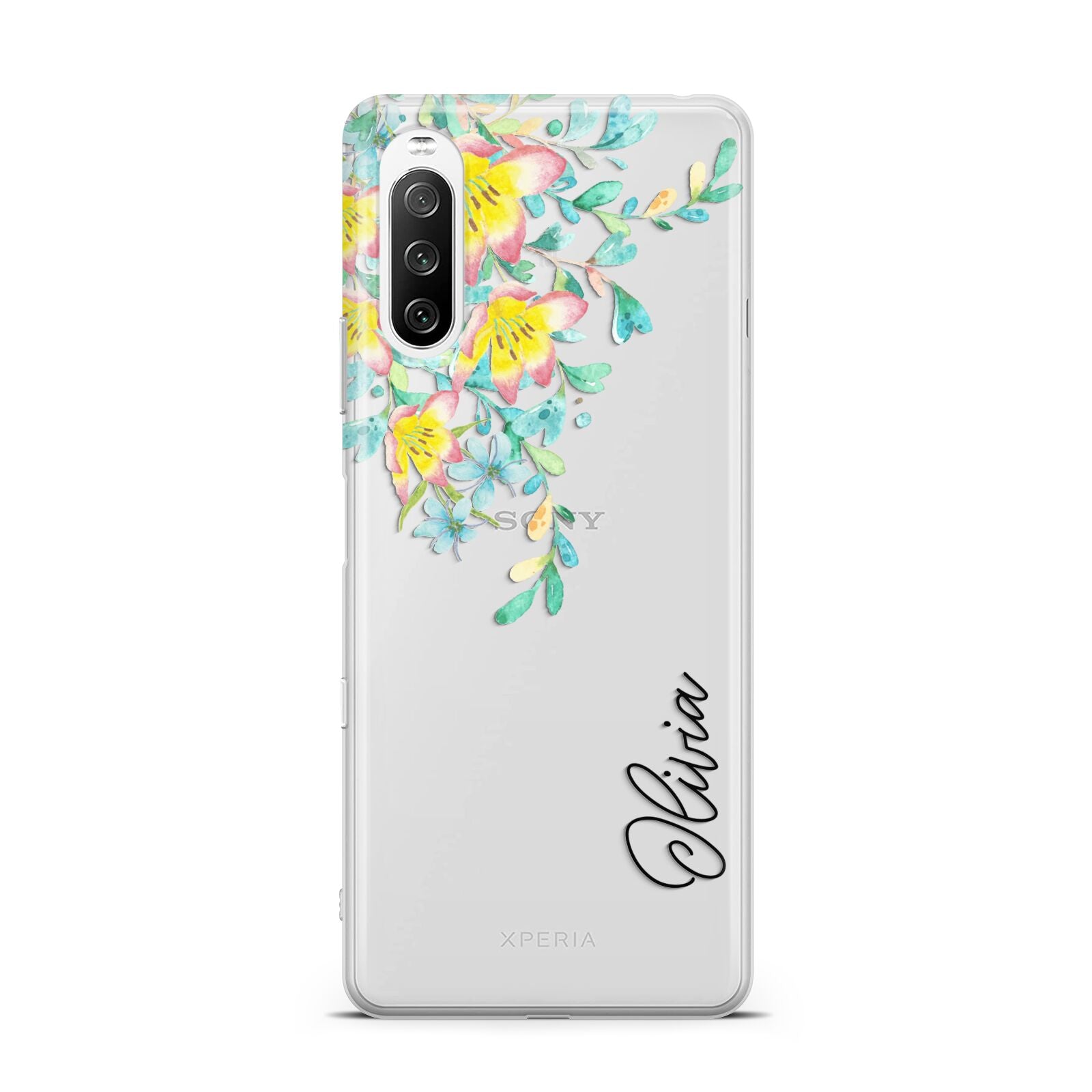 Yellow Pink Custom Flowers Sony Xperia 10 III Case