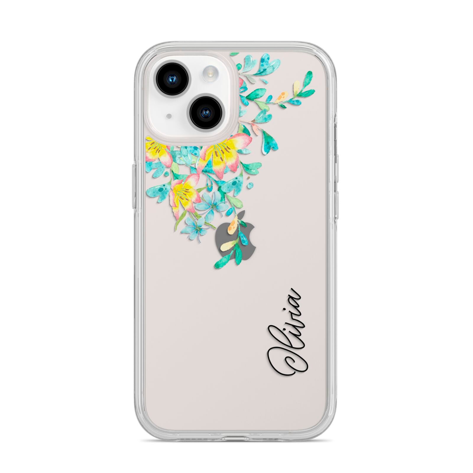 Yellow Pink Custom Flowers iPhone 14 Clear Tough Case Starlight