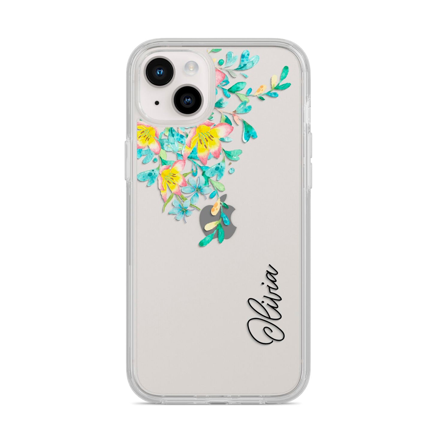 Yellow Pink Custom Flowers iPhone 14 Plus Clear Tough Case Starlight