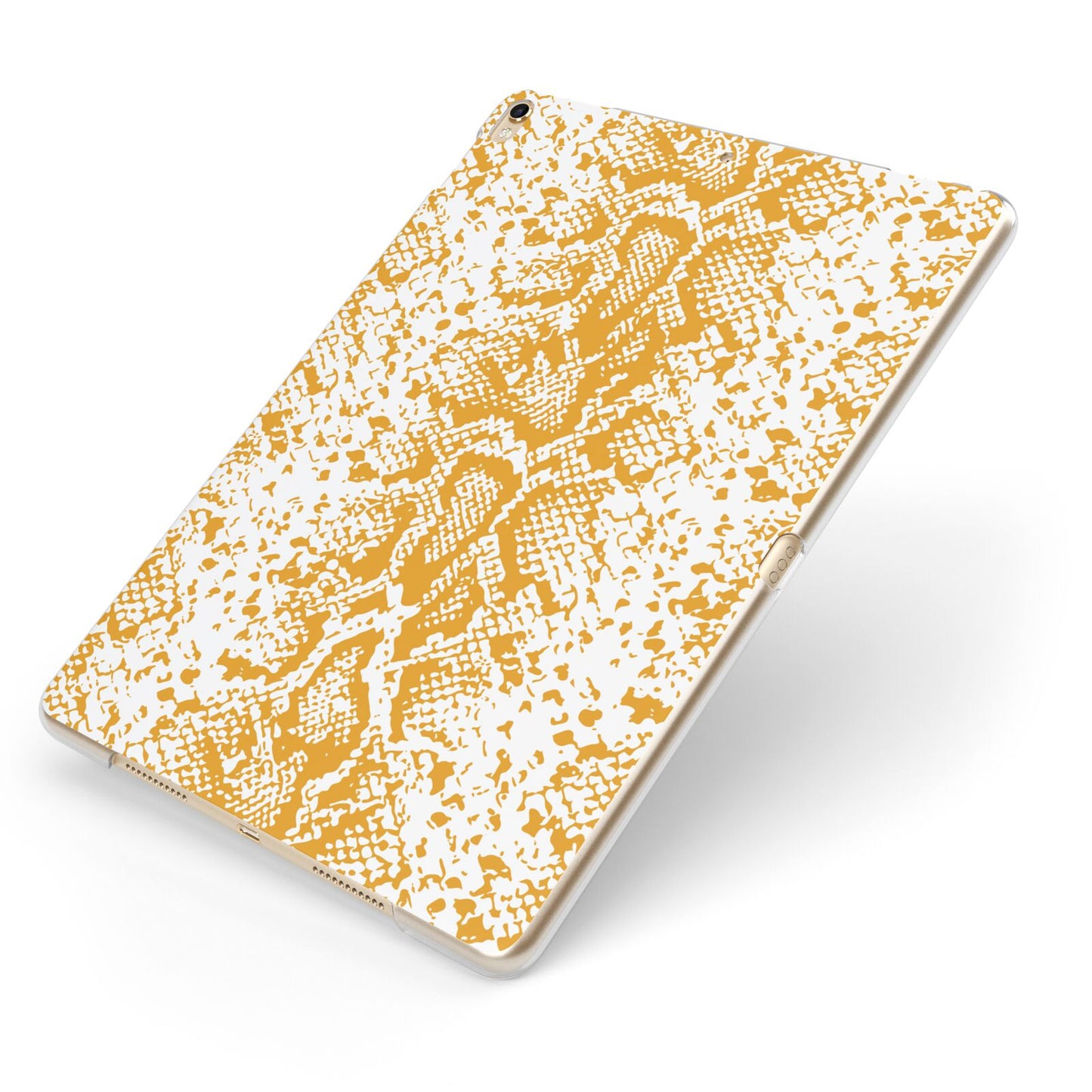 Yellow Snakeskin Apple iPad Case on Gold iPad Side View