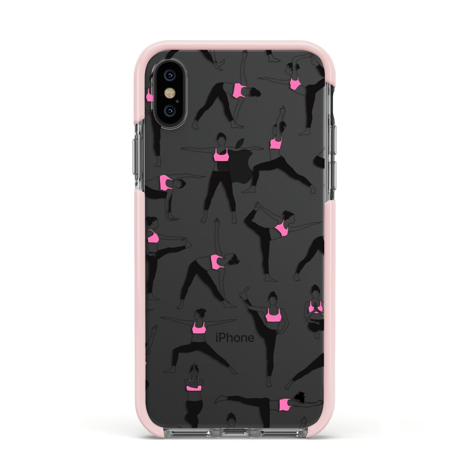 Yoga Apple iPhone Xs Impact Case Pink Edge on Black Phone