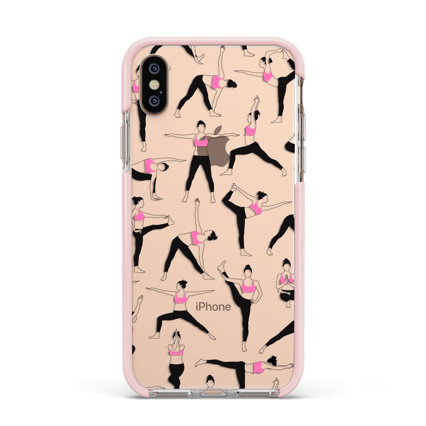 Yoga Apple iPhone Xs Impact Case Pink Edge on Gold Phone