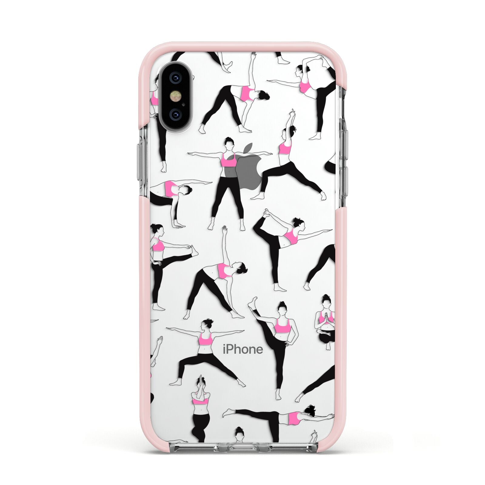 Yoga Apple iPhone Xs Impact Case Pink Edge on Silver Phone