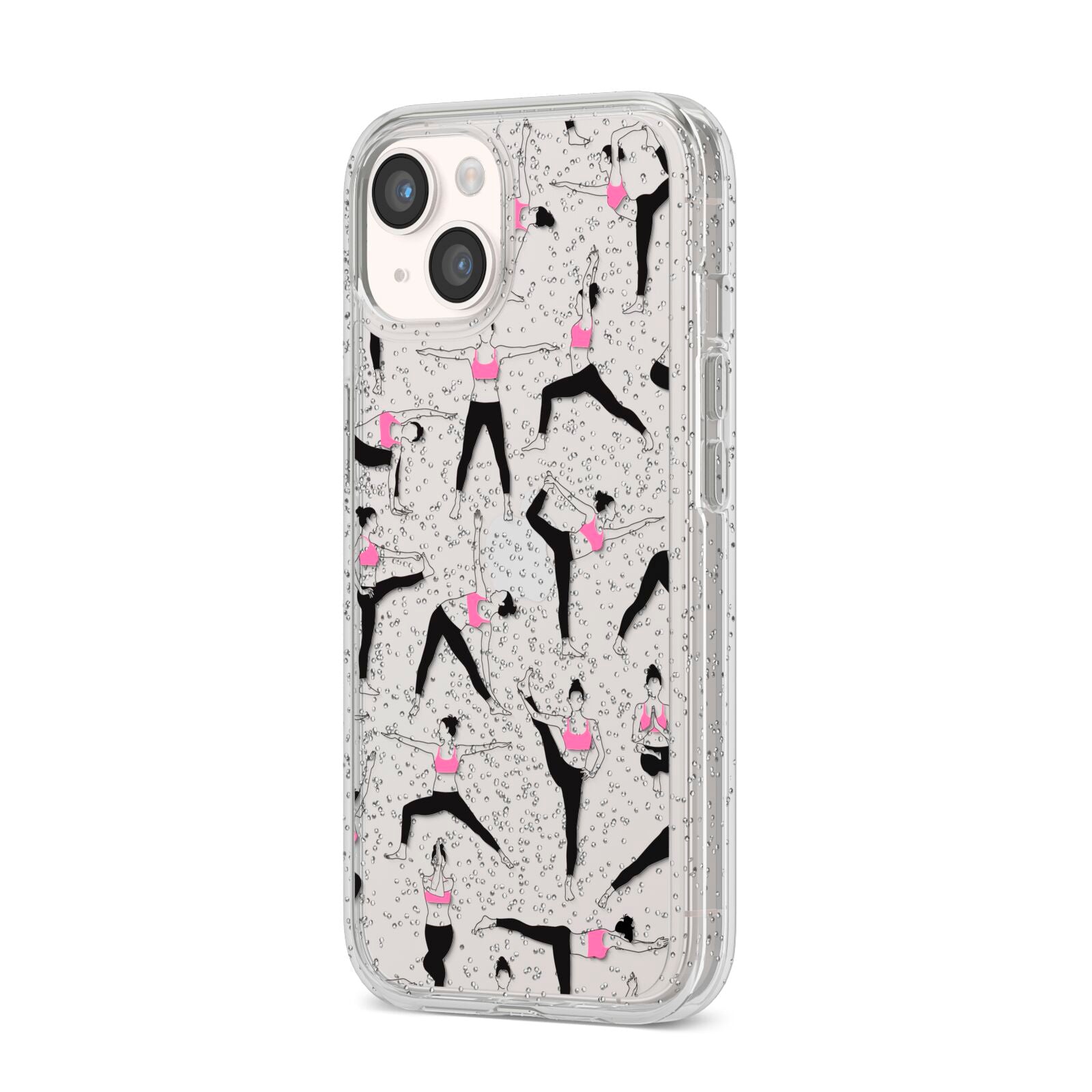 Yoga iPhone 14 Glitter Tough Case Starlight Angled Image