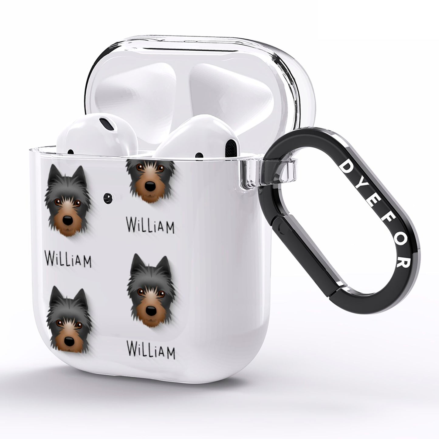 Yorkie Russell Icon with Name AirPods Clear Case Side Image