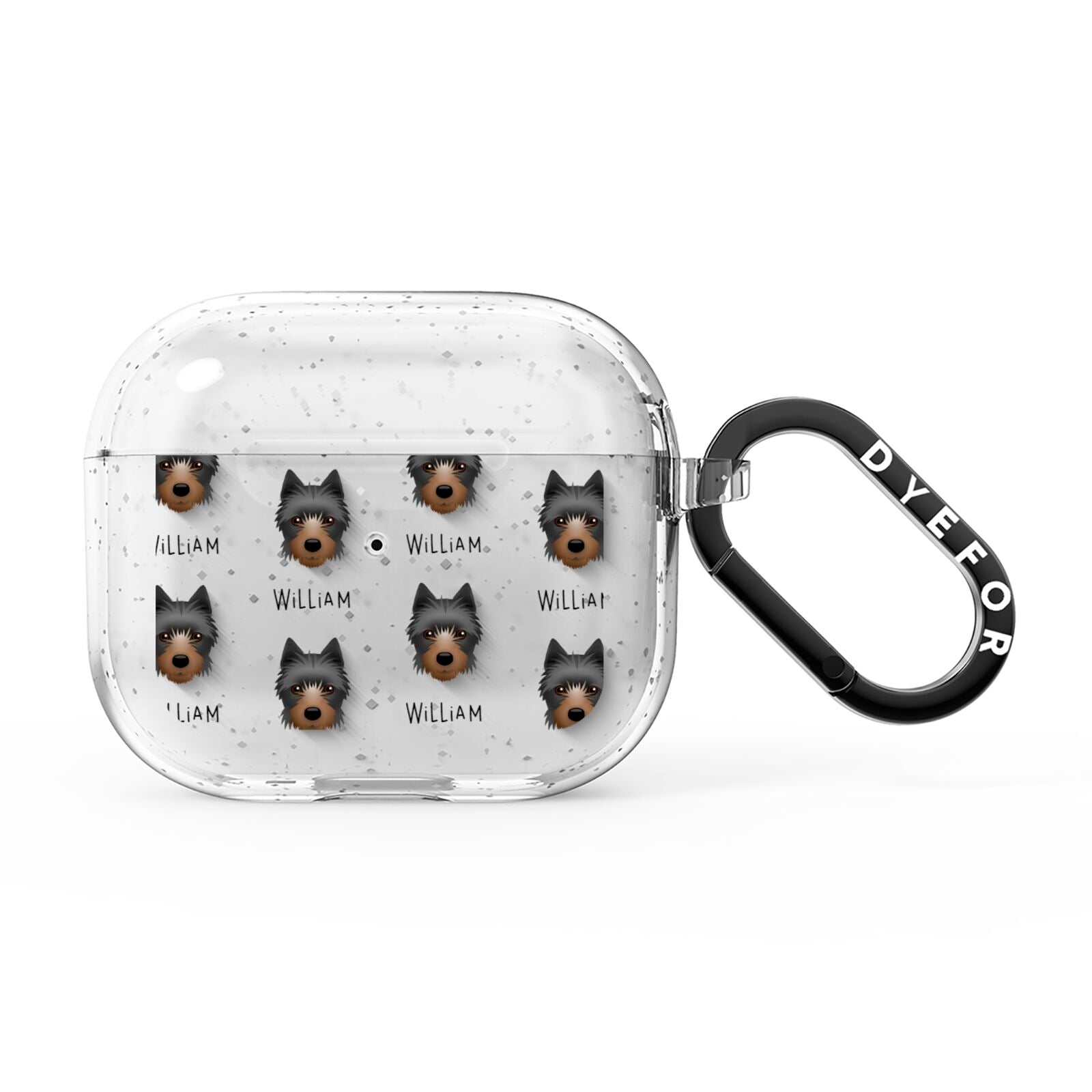 Yorkie Russell Icon with Name AirPods Glitter Case 3rd Gen